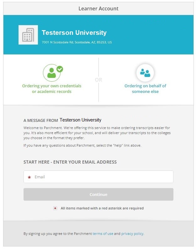 Sign up for College or University Records