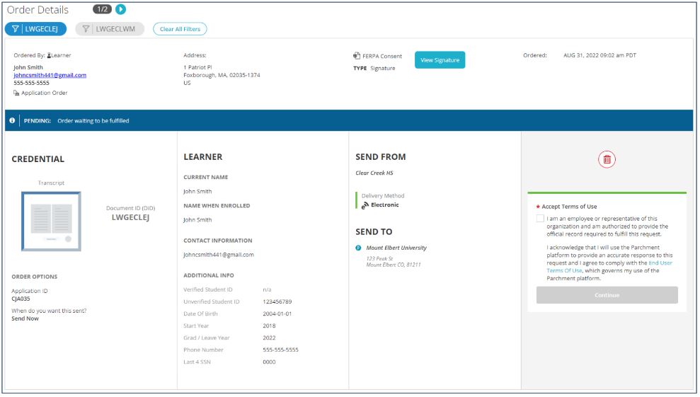 SENDedu Powered by Parchment Admin User Guide